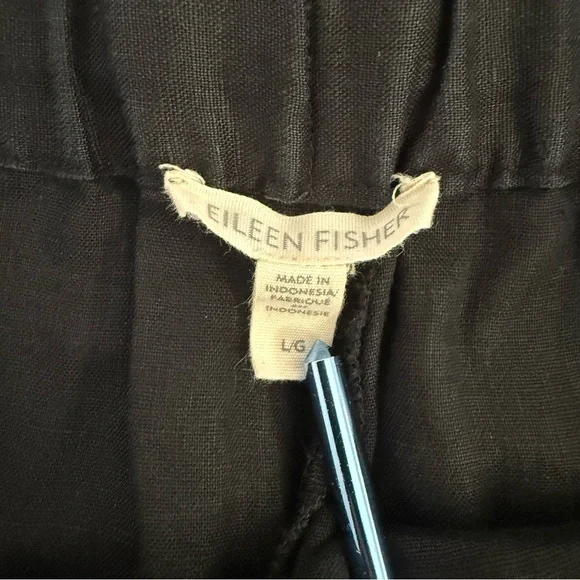 Eileen Fisher Organic Linen Drawstring Shorts Black Size Large - Picture 6 of 12